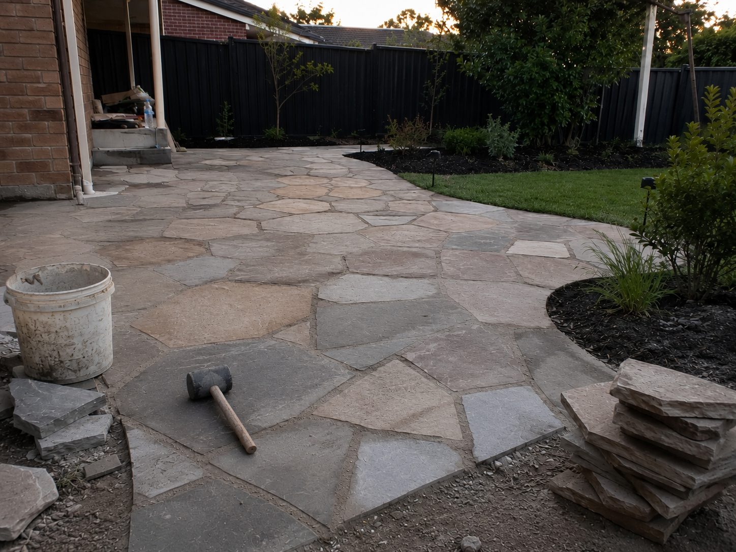 Brick paved garden pathway installation project example in Northcote