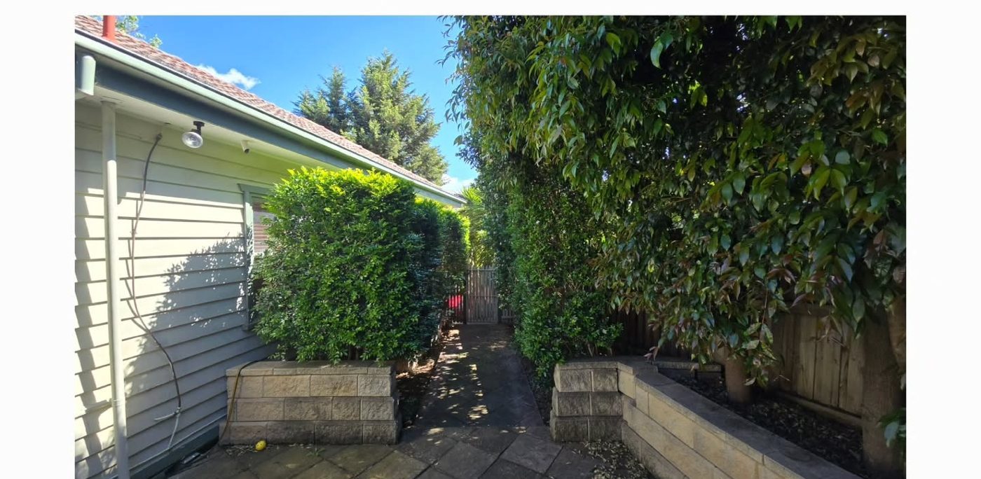 Raised sleeper garden beds with hedging and turf