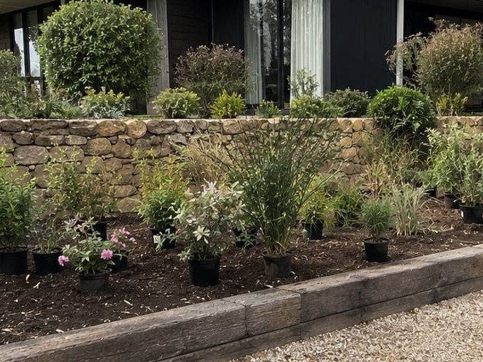 Timber sleeper garden edging